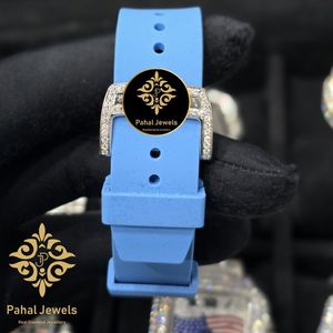 Montre mécanique Iced Out à cadran carré, analogique, bracelet en silicone, chronographe, date automatique pour homme - Product Image 4
