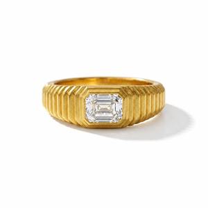 Bezel Set Lab Grown Diamond Emerald Cut 10K 14K 18K Solid Yellow Gold Unisex Eternity Wedding <b>Ring</b> Luxury <b>Fine</b> Jewelry - Product Image 3