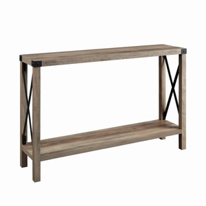 Mesa Consola Moderna de Hierro con Detalles Negros en las Esquinas, Mueble de Exhibición para Sala de Estar - Product Image 5