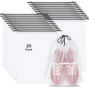 Large 15.7\" X 11.8\" Clear Travel Shoe Bags 20 Pack Waterproof Portable Drawstring for Sho Packing - Product Image 2