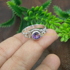 Anillo de Amatista Natural, Plata de Ley 925, Hecho a Mano, Diseño Vintage con Cuentas, Anillo de Piedras Preciosas para Mujer, Proveedor de Joyería Fina, Regalo de Navidad - Product Image 5