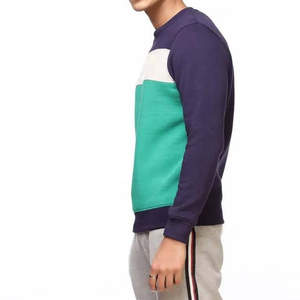 Sweat-shirt à col rond pour homme, à blocs de couleur, manches régulières, design patchwork, tricoté, 100% coton, 300g, respirant, pour l'hiver - Product Image 2