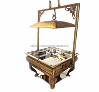 Réchaud de buffet en acier inoxydable durable, finition martelée brillante argentée, chauffage à l'alcool, capacité 6 litres, pour hôtels et restaurants