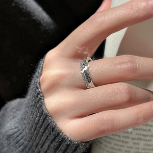 S925 Sterling Silver Korean Style Niche Design <b>Ice</b> <b>Ice</b> Simple Zircon <b>Ring</b> Korean Basic Flash <b>Ring</b> - Product Image 3