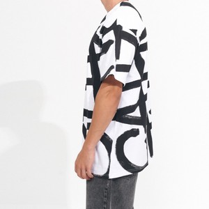 Camiseta de Manga Corta Oversize para Hombre, Cuello Redondo, Diseño Pintado a Mano, Estilo Urbano, Algodón Jersey, Corte Regular - Product Image 3