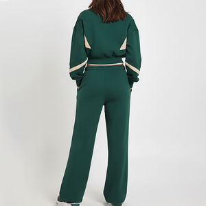 Conjunto Deportivo de Dos Piezas para Mujer, Talla Grande, Verde, Tejido de Punto, Manga Larga, con Capucha, Corte Holgado, Color Sólido, Informal, para Todas las Temporadas - Product Image 5