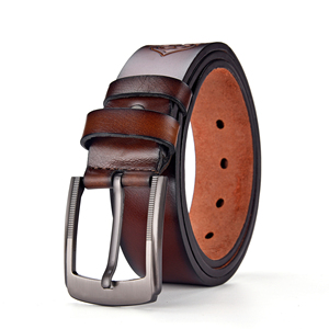 Cinturón Formal de Cuero Genuino, Piel de Vaca, Hebilla Negra Sólida, Rectangular de Acero, Duradero, 3.3 cm de Ancho - Product Image 1