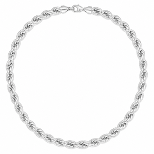 Collier chaîne corde tendance 8 mm, 24 pouces, en argent sterling 925 plaqué rhodium, style hip-hop pour soirée - Product Image 1
