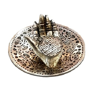 Expertly hand Made white metal Round Incense stick <b>Burner</b> with color stone mointed room aroma - Product Image 4