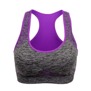 Sujetador deportivo para mujer, color gris heather, morado, con espalda cruzada, de alto soporte, transpirable, para yoga y entrenamiento - Product Image 5