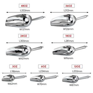 Pala para Hielo de Metal Reforzado de 3-48 oz, Acero Inoxidable con Mango de Soldadura sin Costuras, para Bares, Pubs y Restaurantes, Venta al Por Mayor - Product Image 1