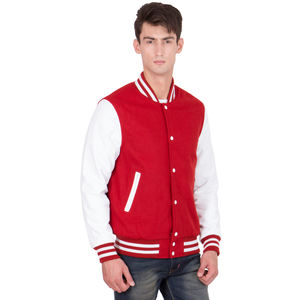 Chaqueta Varsity de Lana de Alta Calidad con Mangas de Cuero para Hombre, Logotipo Bordado Personalizado, Recubrimiento Delgado y Cálido - Product Image 5