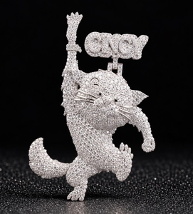 Pendentif Chat Mignon Hip Hop en Argent 925 Moissanite Iced Out - Product Image 2