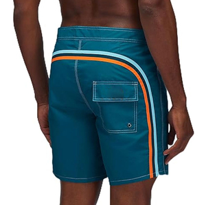 Men's <b>Teal</b> Solid Board Shorts Mid Waist Drawstring Closure Quick Dry Casual Style Woven Polyester Pockets Front Logo Breathable - Product Image 4