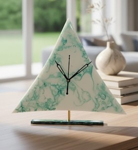 Handmade Resin Triangle Art Deco Desk <b>Clock</b> with Quartz <b>Movement</b> for Office & Living Room High Quality by the FASHION CRAFT - Product Image 4