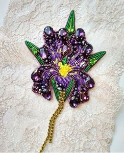 Artisan Embroidery Beaded Brooch Luxury Handmade Fashion Jewelry with Detailed Bead Embellishments - Product Image 6
