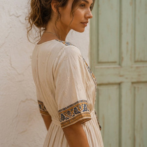 <b>Boho</b> Ethnic Print <b>Dress</b> Women Viscose Woven Breathable Anti-pilling <b>Summer</b> Maxi <b>Dress</b> - Product Image 2