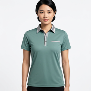 Polo en tricot uni à manches courtes pour homme avec poche, style décontracté, vert - Product Image 3