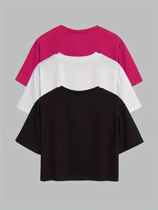 เสื้อยืดแขนสั้นสีชมพู คอกลม ทรงปกติ ผ้าถัก สีพื้น เรียบง่าย สไตล์ลำลอง เสื้อผู้ชาย ใส่สบายๆ รับสกรีนโลโก้ เสื้อยืดผู้ชาย - Product Image 6