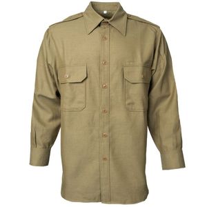 Chemise homme vert olive, manches longues, boutonnée, en coton tissé, formelle, durable, tissu kaki, chemises de costume. - Product Image 1
