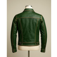 Jaket Biker Kulit Hijau Hutan Buatan Tangan - Kulit Domba Asli Pewarnaan Tangan - Jaket Biker Vintage Warna Bumi