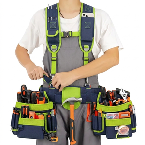 Heavy duty tool belts with suspenders carpenter tool belts <b>harness</b> padded shoulder straps tool vest belts for sale in low price - Product Image 1