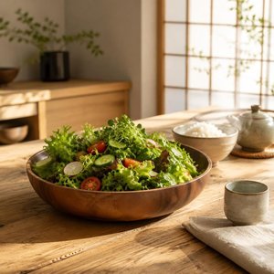 Bol de service en bois rustique, grande assiette en bois artisanale pour table à manger, cuisine et décoration intérieure - Product Image 3