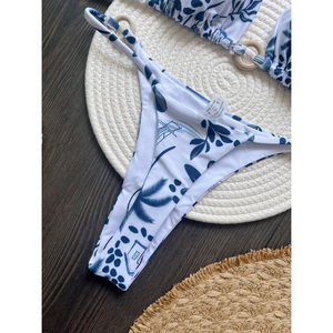 Conjunto de bikini deportivo para mujer, traje de baño de dos piezas, top acolchado push-up, parte inferior ajustable, perfecto para piscina o playa - Product Image 6
