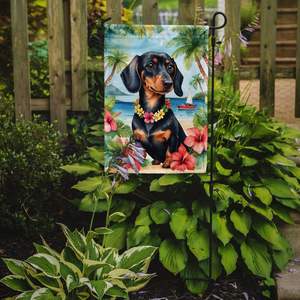 Drapeau de jardin multicolore Teckel Luau Boîte aux lettres Bannière décorative de jardin pour patio Oeuvre d'art et parterres de fleurs Petite taille - Product Image 2