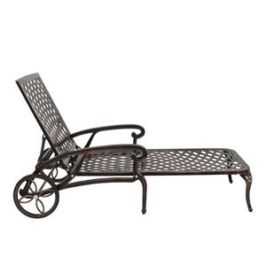 Lettino Prendisole 60810204 193*64.5*93cm con Schienale Regolabile, Letto da Giardino in Alluminio Pressofuso Bronzato - Product Image 3
