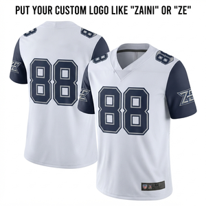 Camiseta de Fútbol Americano para Mujer, 180 GSM, Poliéster Premium Interlock, Paneles Blancos y Azul Marino en los Hombros, Sublimación y Bordado Personalizados - Product Image 1