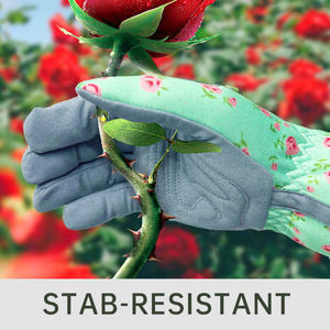 New Promotion Hot Style Half Leather Short <b>Gloves</b> Gardening Protection Breathable and Flexibility Green Thumbs Gardening <b>Gloves</b> - Product Image 2