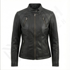 Pu mujeres imitación cuero motocicleta bombardero Racer cortavientos chaquetas y abrigos para damas chaqueta de cuero personalizada - Product Image 1