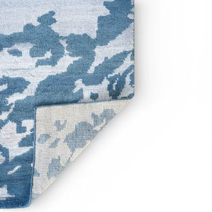 Alfombra de lana anudada a mano, diseño geométrico azul marfil |   Alfombra Moderna Hecha a Mano, Ecológica y Apta para Mascotas, para Sala de Estar - Product Image 4