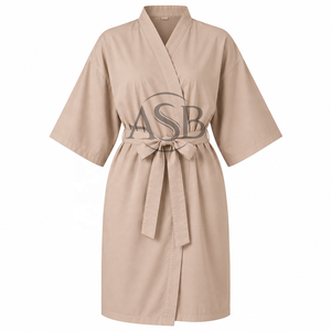 Robes de salon personnalisées avec logo, résistantes à l'eau et à l'eau de Javel, pour coiffeurs, unisexes, noires, en polyester, style kimono. - Product Image 2