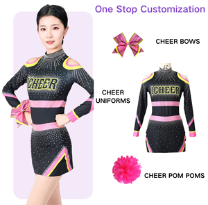Ensemble d'uniformes de cheerleading personnalisés pour femmes, haut à manches longues, jupe, tissu en spandex/polyester 300g, OEM HH-SW-1517 HAMID HAROON PRO WEAR - Product Image 3