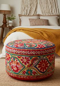 Handmade Wooden Ottoman Stool Multipurpose <b>Footrest</b> Bench for Bedroom Living Room Home Decor - Product Image 2