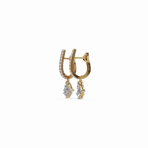 Pendientes de Diamantes Cultivados en Laboratorio de Diseño Moderno e Icónico, Corte Princesa en 18K, para Bodas y Compromisos, Venta al Por Mayor, Exportación a India - Product Image 4