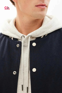 Vintage Men's Baseball Varsity Jacket Quilted <b>Lined</b> Woolen Fabric Winter Warm <b>Coat</b> Plus Size Varsity Jacket With Hood - Product Image 6
