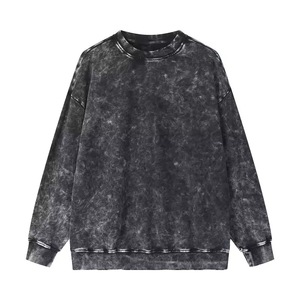 Oversized Crew Neck <b>Sweatshirt</b> <b>Tie</b> <b>Dye</b> Washed Knitted Pullover Regular Sleeve Men Autumn Solid Color Fit - Product Image 1