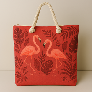 Sac fourre-tout en toile imprimé sur mesure, grand format, avec poignées en corde, motif tropical, idéal pour le shopping et les souvenirs de voyage, vente en gros - Product Image 2