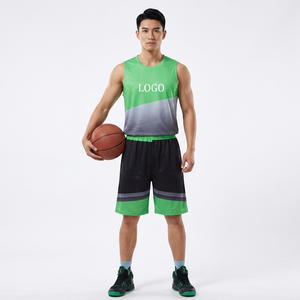 Ensemble de maillot de basket-ball sublimé personnalisé vert, gris, noir, débardeur sans manches avec short à taille élastique, coupe athlétique, adulte unisexe - Product Image 6
