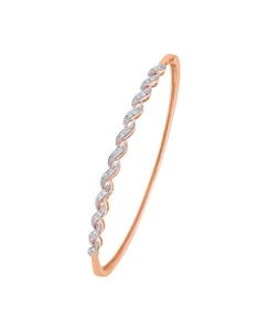 Rose Gold Lab Grown Diamond Twisted Tennis <b>Bangle</b> <b>Bracelet</b> - Product Image 1