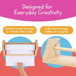 Dispenser per Rotoli di Carta da Disegno in Legno per Bambini, Supporto per Carta da Tavolo per Pittura, Colorazione, Artigianato e Attività Fai-da-Te - Product Image 6