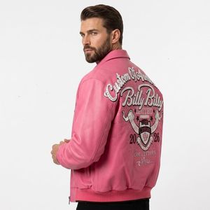 OEM Top Grade Men's Luxury <b>Rhinestone</b> Bomber <b>Jacket</b> Customized Embroidered PU Leather Patchwork Front Varsity Windproof - Product Image 2
