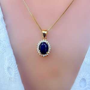 จี้เพชรพลอยแท้ทรงรีแบบเฮโล สไตล์เจ้าหญิงไดอาน่า เงินแท้ 925 ชุบทอง 14k สร้อยคอพลอยหรูหรา - Product Image 6