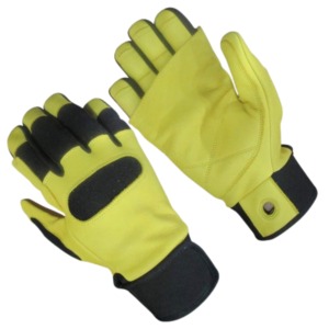 Guantes de Cuero Completos, Amarillos y Negros, Antideslizantes, Unisex, para Todas las Estaciones, con Cierre de Botón - Product Image 1