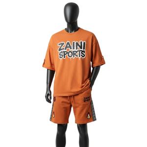 Ensemble t-shirt et short en coton éponge surdimensionné pour homme, tissu lourd 260 GSM, style streetwear, panneaux personnalisés, logo sur le t-shirt, ensemble short homme - Product Image 2