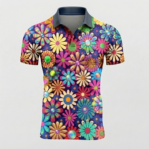 Polo personnalisé avec impression intégrale par sublimation, polo de baseball pour homme, motif baseball croisé, polos entièrement imprimés - Product Image 1