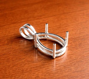Handmade 925 Silver 8x10mm Pear Prong Semi Mount Designer Charm Pendant Empty Pre Notched Setting DIY Keepsake Jewelry Findings - Product Image 4
